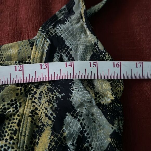 Vintage Shape FX Green Yellow Snake Built In Bra Slimming One Piece Swimsuit 14 - Picture 8 of 10